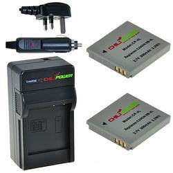 Foto van 2 x nb-4l accu's voor canon - charger kit + car-charger - uk version