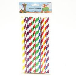 Foto van Drinkrietjes - papier - set 50x - multicolor kleuren - 20 cm - verjaardag/feestje - drinkrietjes