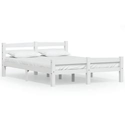 Foto van The living store bedframe grenenhout - wit - 206x126x66 cm - geschikt voor matras 120x200 cm - montage vereist