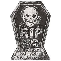 Foto van Halloween horror kerkhof decoratie grafsteen rip met schedel 38 x 27 cm - feestdecoratievoorwerp