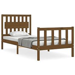 Foto van The living store massief grenenhouten bedframe - 205.5 x 95.5 x 100 cm - honingbruin