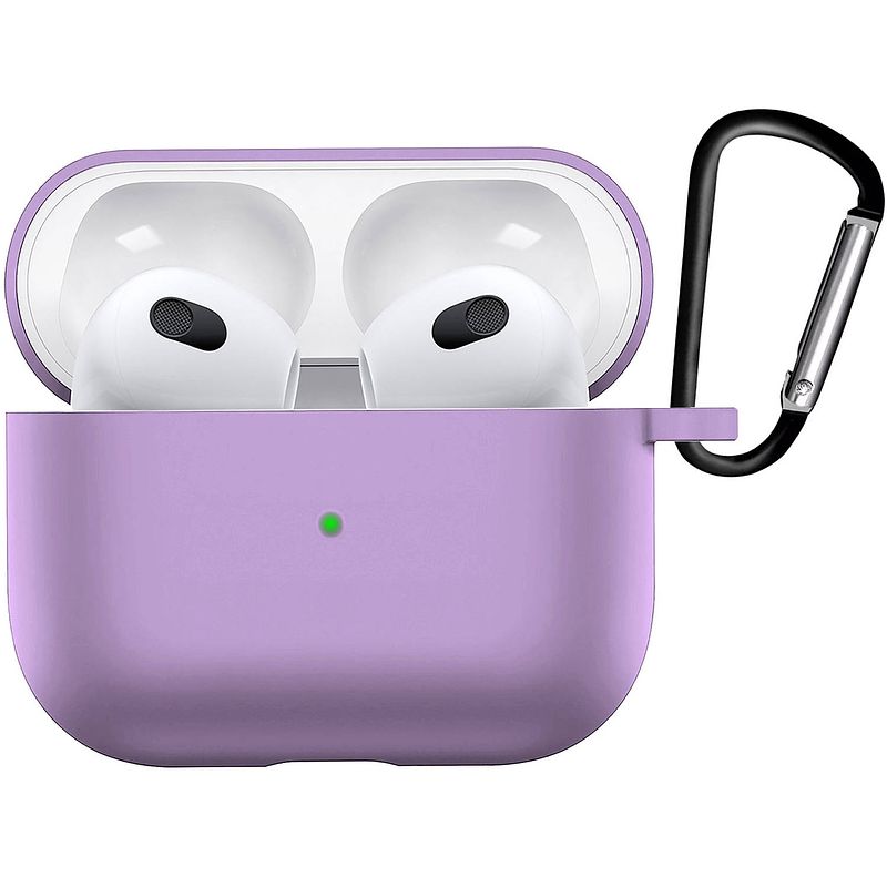 Foto van Basey hoesje voor airpods 3 hoesje silicone case cover - hoes voor airpods 3 case siliconen hoes - lila