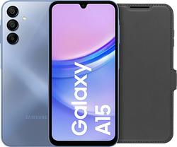 Foto van Samsung galaxy a15 128gb blauw 5g + bluebuilt book case zwart