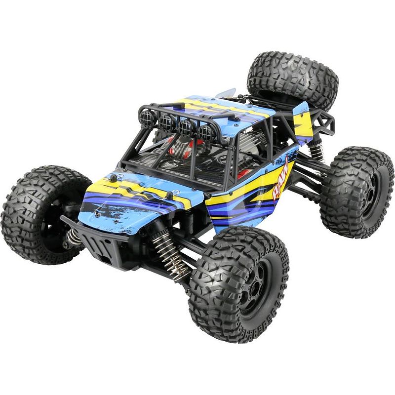 Foto van Reely raw oranje brushed 1:14 rc auto elektro monstertruck 4wd rtr 2,4 ghz incl. accu en lader