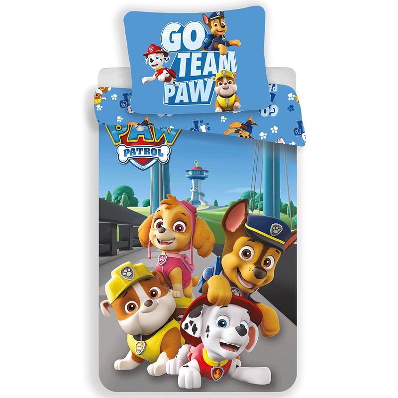 Foto van Paw patrol go team paw dekbedovertrek - eenpersoons - 140 x 200 cm - katoen