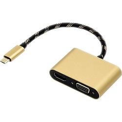 Foto van Roline usb-c® / hdmi adapterkabel usb-c® stekker, hdmi-a bus 0.10 m zwart/goud 12.03.3165 usb-c®-displaykabel