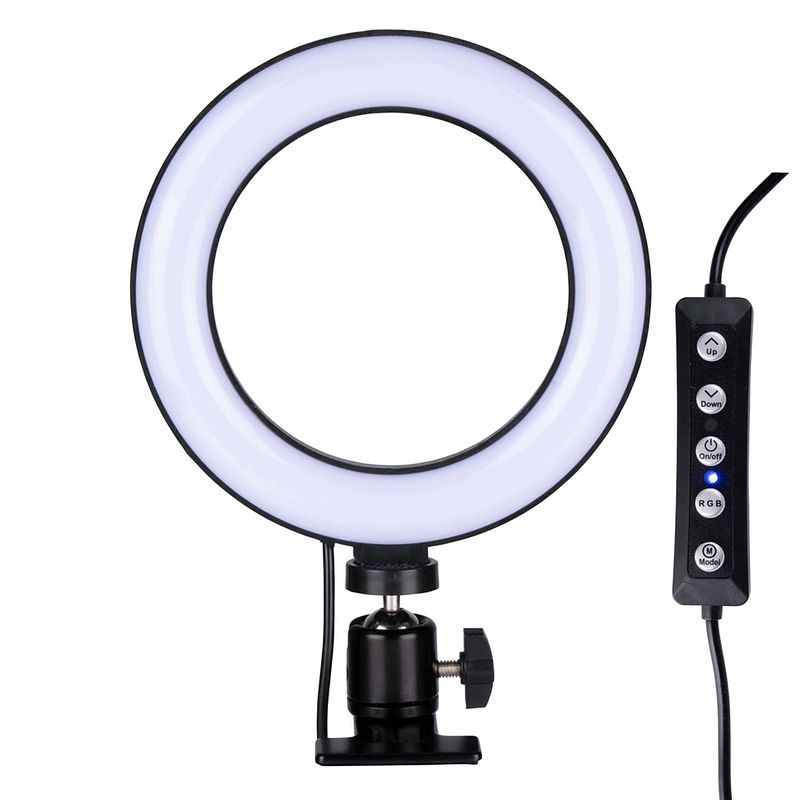 Foto van Grundig ringlicht met clip - selfielicht rgb en wit licht - ?16 cm - flexibele nek - 48 leds