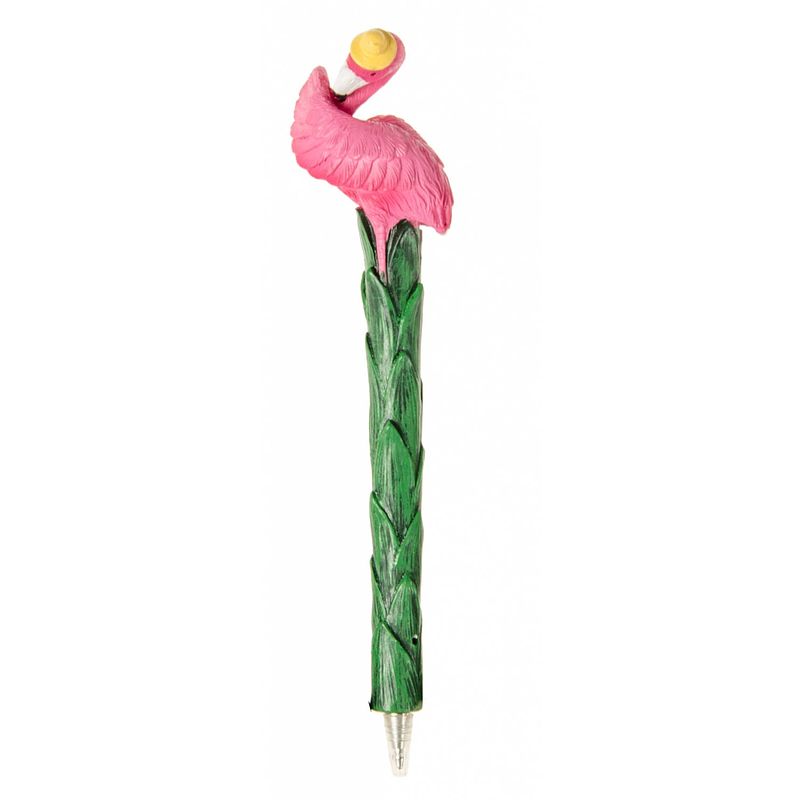 Foto van Lg-imports balpen flamingo met hoed roze 16 cm