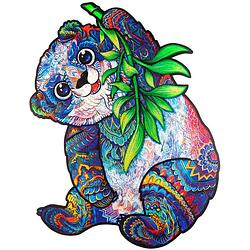 Foto van Unidragon houten puzzel dier - serieuze panda - 318 stukjes - king size 31x41 cm