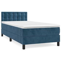 Foto van The living store boxspring met matras fluweel donkerblauw 90x190 cm - bed