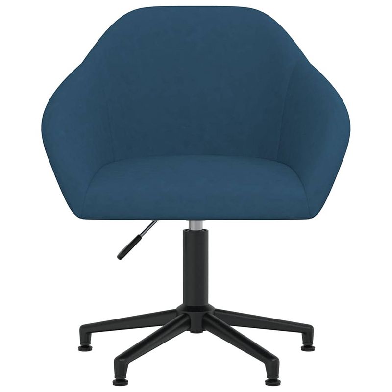 Foto van The living store draaibare kantoorstoel - blauw fluweel - 63x56x(76-88)cm - gasveermechanisme