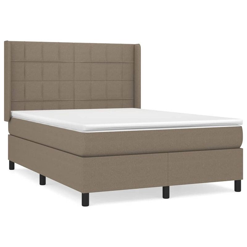 Foto van The living store boxspringbed - comfort - bed - 203 x 147 x 118/128 cm - taupe - pocketvering matras - middelharde