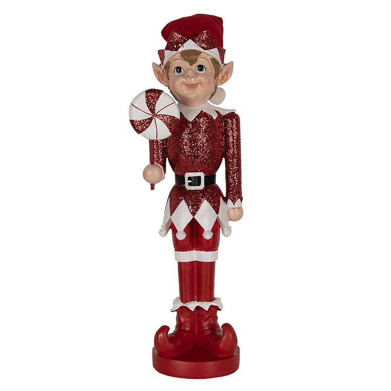 Foto van Clayre & eef kerstdecoratie beeld elf 59 cm rood polyresin rood