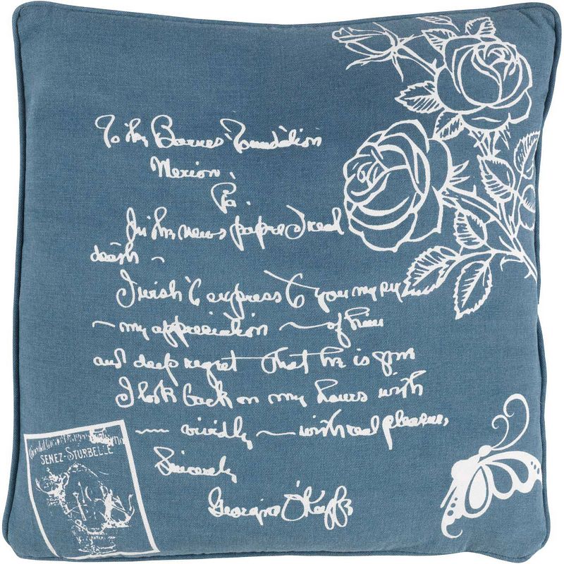 Foto van Dutch decor roos - kussenhoes met tekst blauw 45x45 cm - blauw