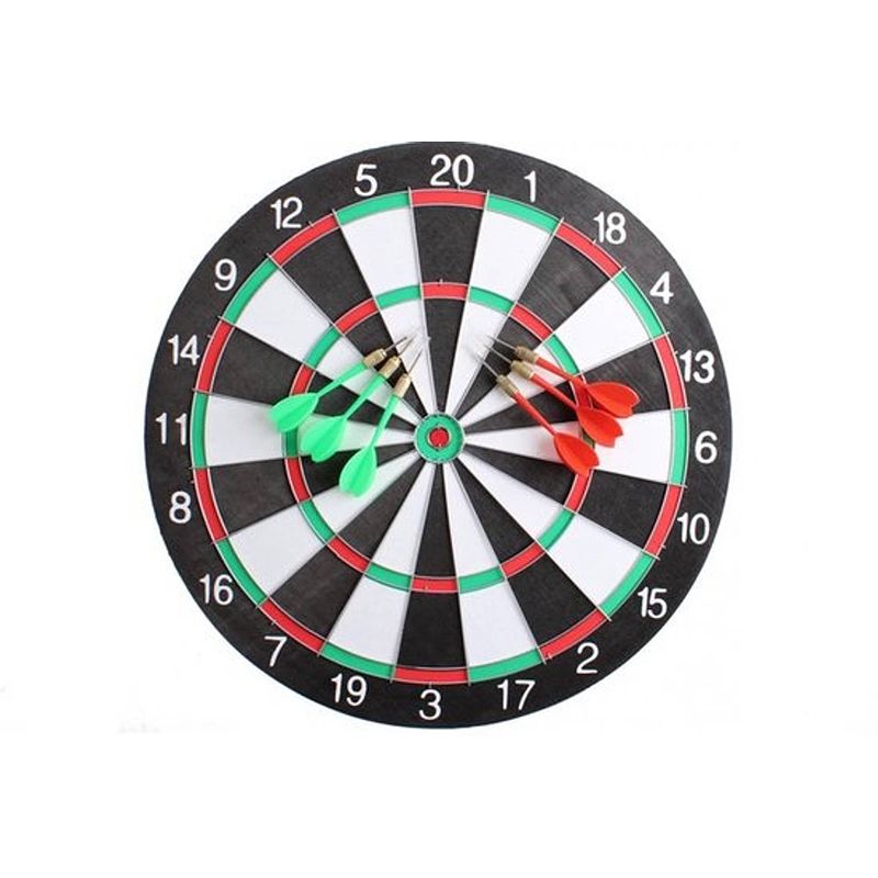 Foto van Dartbord - 40,5 cm - tweezijdig - met 6 darts