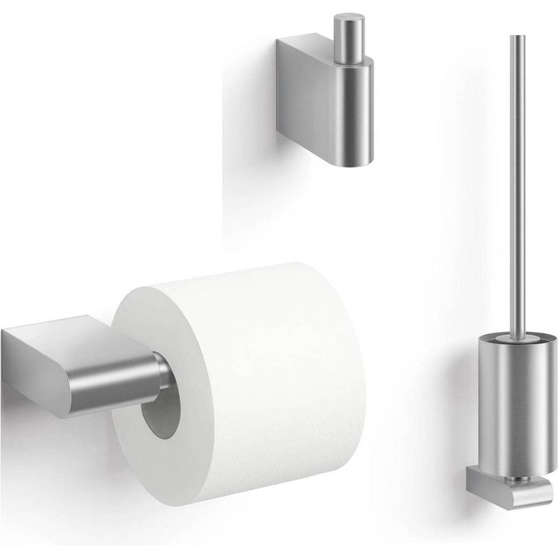 Foto van Zack atore toilet accessoireset 3-in-1 rvs mat