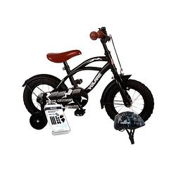 Foto van Volare kinderfiets black cruiser - 12 inch - zwart - met fietshelm & accessoires