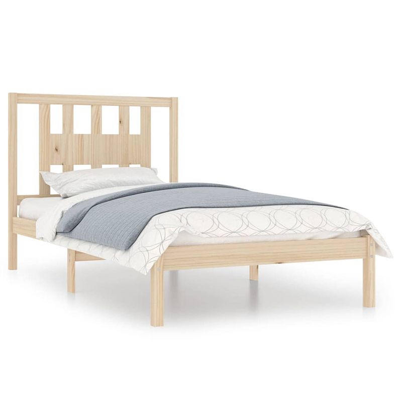 Foto van The living store klassiek houten bedframe - 205.5 x 106 x 100 cm - massief grenenhout - onbehandeld