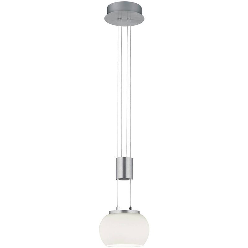 Foto van Led hanglamp - hangverlichting - trion maliba - 8w - 1-lichts - warm wit 3000k - dimbaar - rond - mat nikkel - aluminium