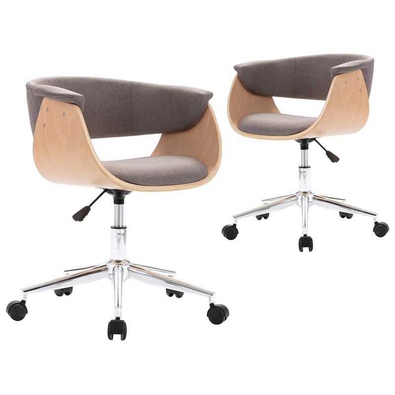 Foto van The living store draaibare eetkamerstoelen - set van 2 - taupe - 59.5 x 58 x (66-74) cm