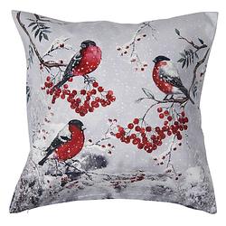 Foto van Clayre & eef kussenhoes 45*45 cm wit polyester vierkant vogels sierkussenhoes kussen hoes wit sierkussenhoes kussen