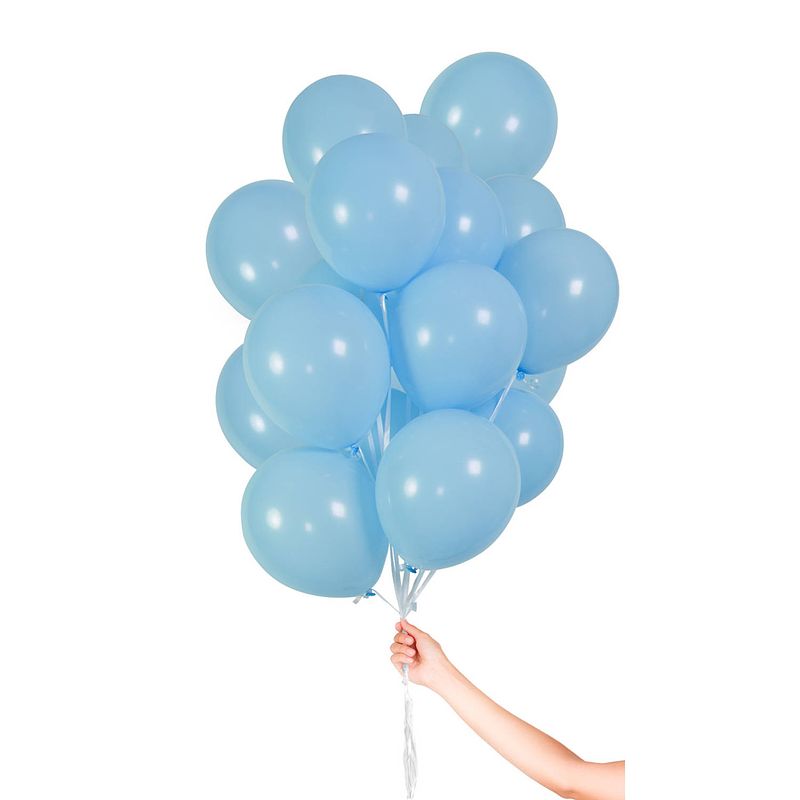 Foto van Folat heliumballonnen met lint 23 cm lichtblauw 30 stuks