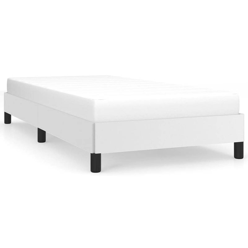 Foto van The living store bedframe - kunstleer - multiplex lattenbodem - wit - 203x83x25 cm - geschikt voor 80x200 cm matras