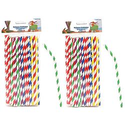 Foto van Drinkrietjes buigbaar - papier - set 100x - multicolor kleuren - 20 cm - verjaardag/feestje - drinkrietjes