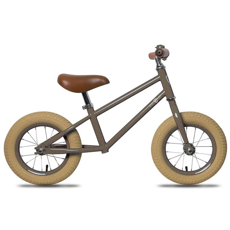 Foto van Rebel kids loopfiets met 2 wielen loopfiets heinje 12 inch jongens taupe