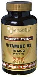 Foto van Artelle vitamine d3 15mcg softgels 250st