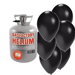 Foto van Halloween helium tank met 50 zwarte ballonnen - heliumtank