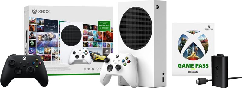 Foto van Xbox series s + 3 maanden game pass ultimate bundel + controller zwart + play & charge kit