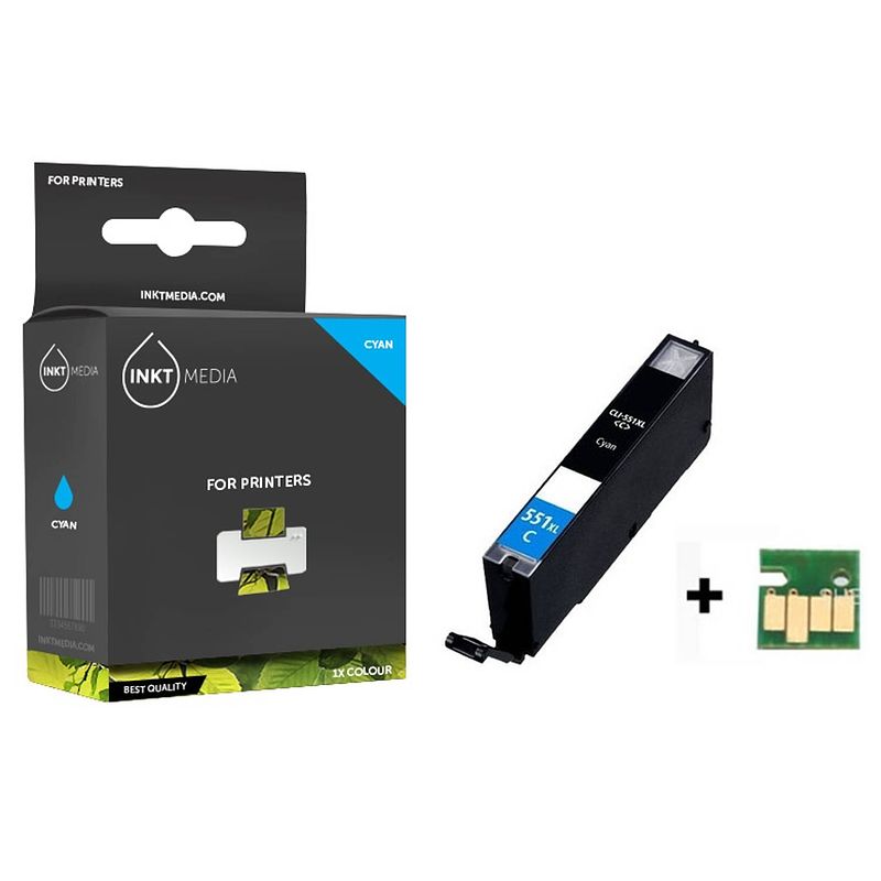 Foto van Inktmedia® -navulinkt - geschikt canon cli-551c xl inktcartridge cyaan met chip - navul inkt - refill inkt