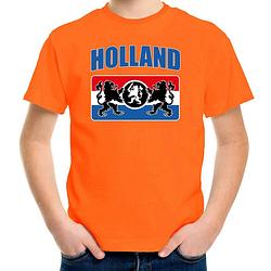 Foto van Oranje t-shirt holland / nederland supporter holland met een nederlands wapen ek/ wk voor kinderen s (122-128) - feestsh