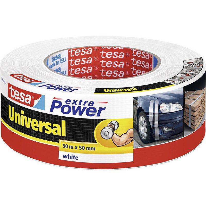 Foto van Tesa universal 56389-00002-06 textieltape tesa extra power wit (l x b) 50 m x 50 mm 1 stuk(s)