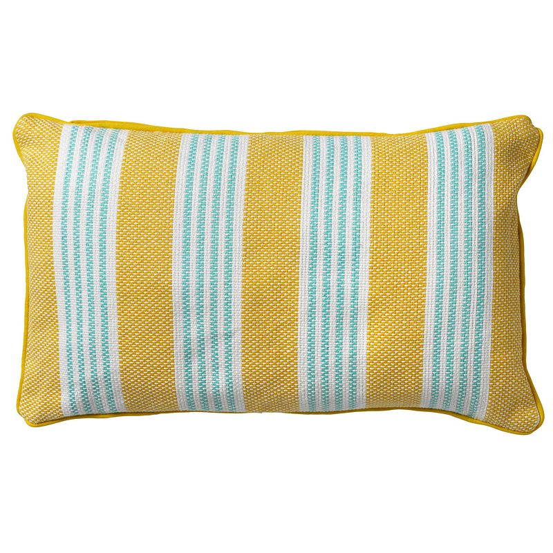 Foto van Dutch decor stripes - sierkussen van katoen lemon 30x50 cm - geel - geel