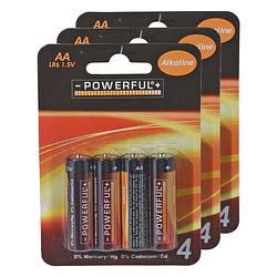 Foto van Powerful batterijen penlite - aa type - 12x stuks - alkaline - penlites aa batterijen
