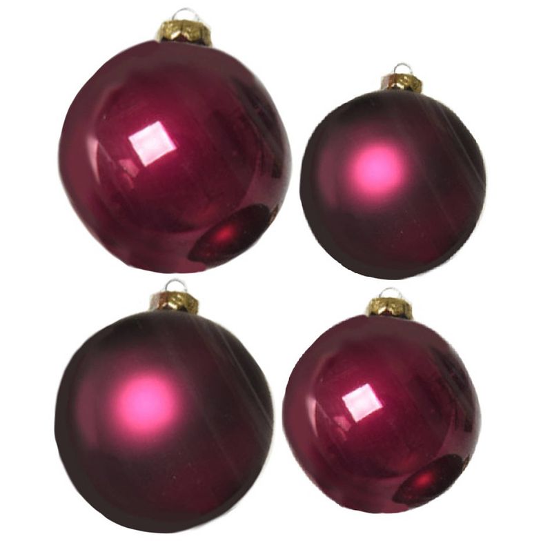 Foto van Glazen kerstballen pakket framboos roze glans/mat 38x stuks 4 en 6 cm - kerstbal