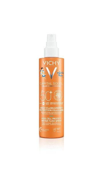 Foto van Vichy cell protect fluïde spray kids spf50+ - zonnebrand voor kinderen - voor lichaam en gezicht