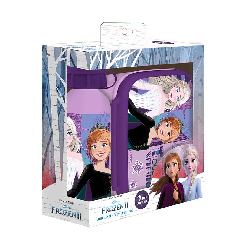 Foto van Disney lunchset frozen 2 junior aluminium paars/roze 2-delig