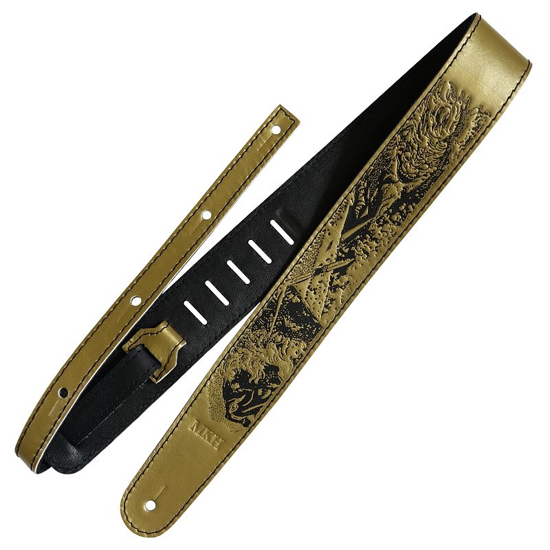 Foto van Richter 1729 matt heafy signature guitar strap "ibaraki" gitaarband van italiaans nappa leer