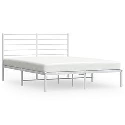 Foto van Vidaxl bedframe met hoofdbord metaal wit 120x190 cm