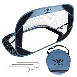 Foto van Umbro pop-up voetbaldoel - 110 x 78 x 78 cm - incl. reistas - binnen en buiten gebruik - blauw/zwart