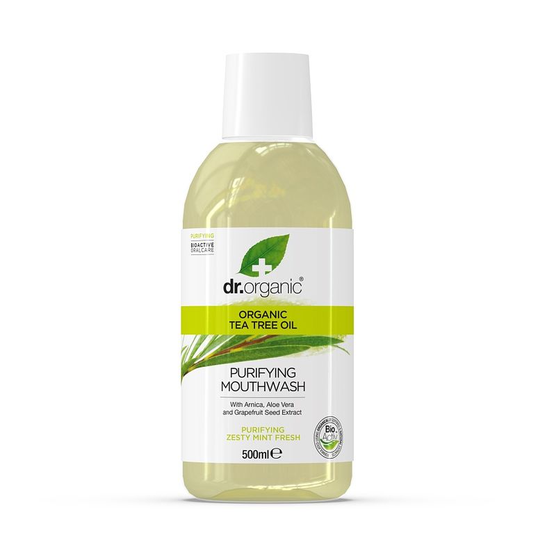 Foto van Dr organic tea tree oil purifying mouth wash