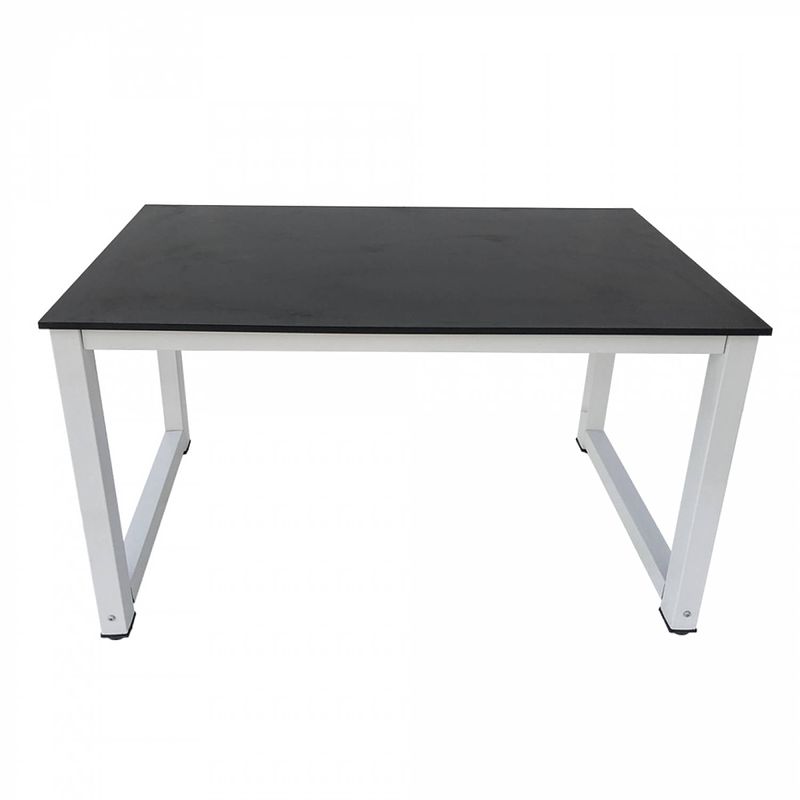 Foto van Bureau computertafel - keukentafel - metaal hout - 120 cm x 60 cm - wit met zwart tafelblad