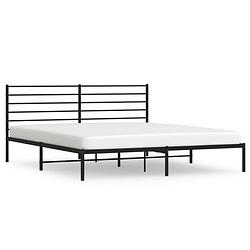 Foto van The living store bedframe met hoofdbord metaal zwart 180x200 cm - bed