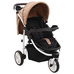 Foto van Vidaxl kinderwagen met 3 wielen taupe en zwart