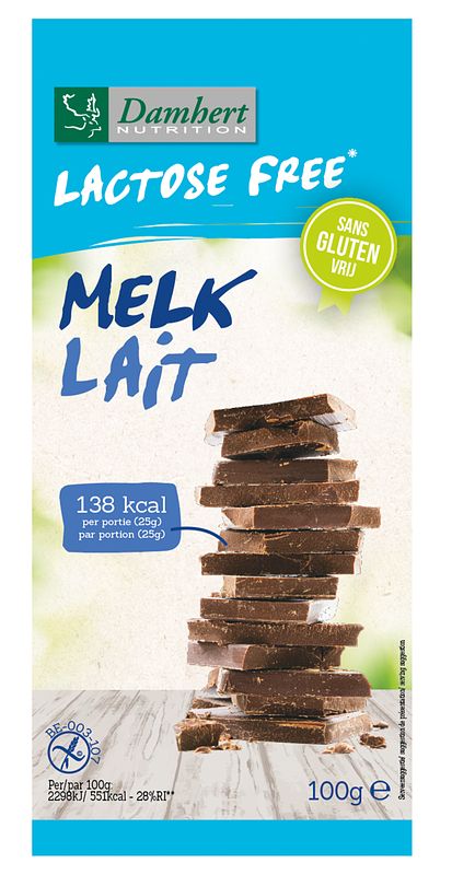 Foto van Damhert lactose free chocoladetablet melk glutenvrij