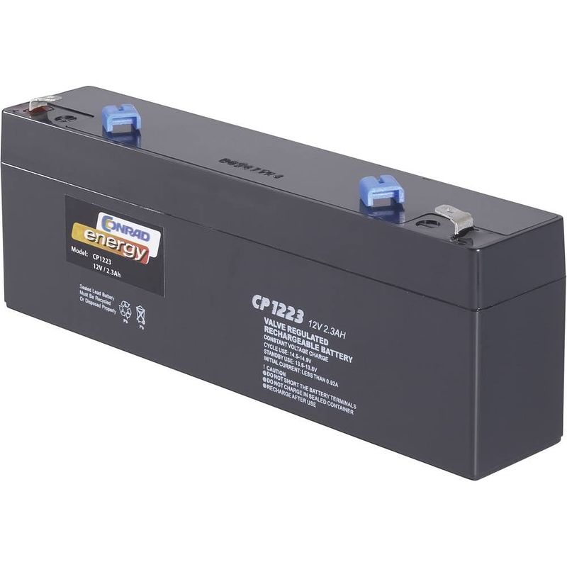 Foto van Conrad energy ce12v/2,3ah loodaccu 12 v 2.3 ah loodvlies (agm) (b x h x d) 177 x 60 x 34 mm kabelschoen 4.8 mm onderhoudsvrij