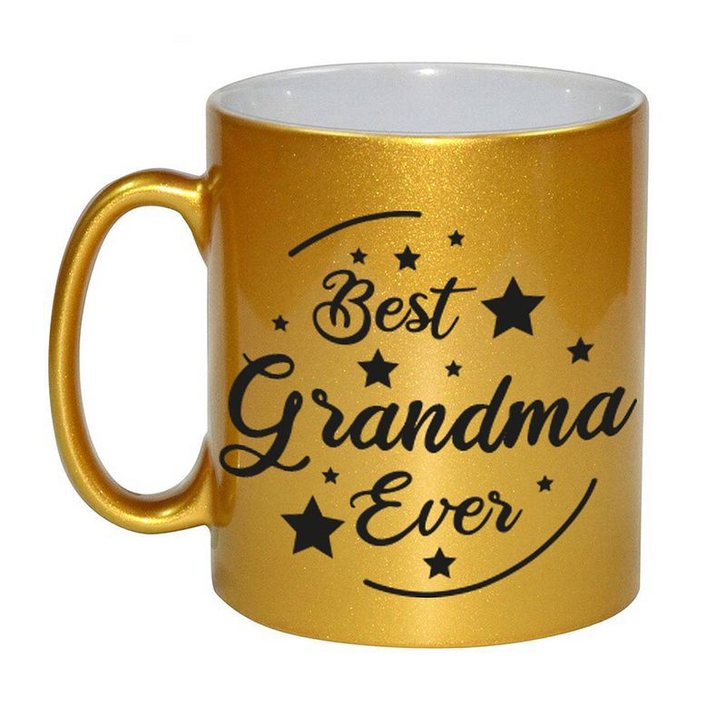 Foto van Gouden best grandma ever cadeau koffiemok / theebeker 330 ml - feest mokken